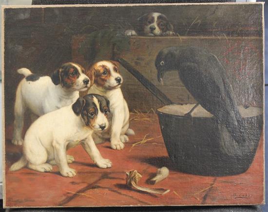 B. Cobbs (19th C.) Strange Company, 14 x 18in., unframed